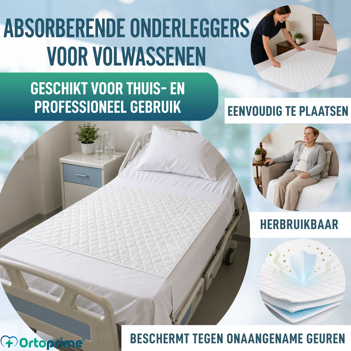 PACK 2 Absorberende Wasbare Eco Onderleggers Bed 135cm 3,15 Liter/m2