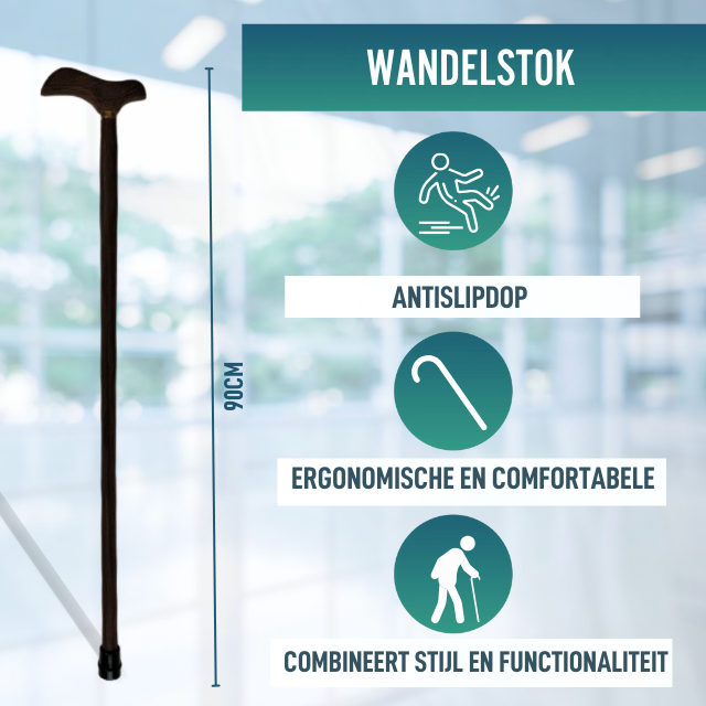 Stijlvolle Houten Wengé Wandelstok | Derby Handvat