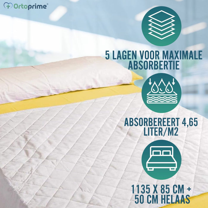 Herbruikbare Absorberende Matrasbeschermer voor Bed 135cm 4,65 Liter/m2