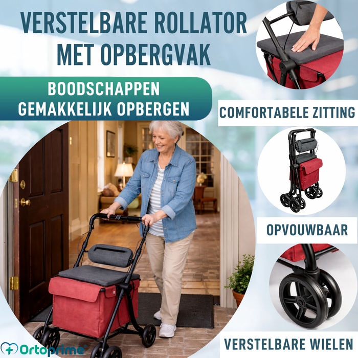Rollator met Boodschappenwagen | Ingebouwde