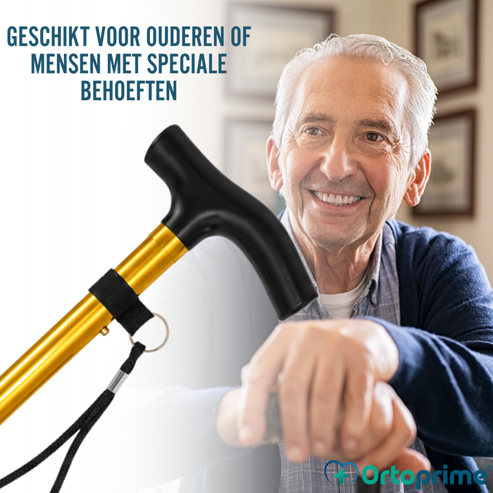 Opvouwbare Verstelbare Wandelstok | Goudkleurig