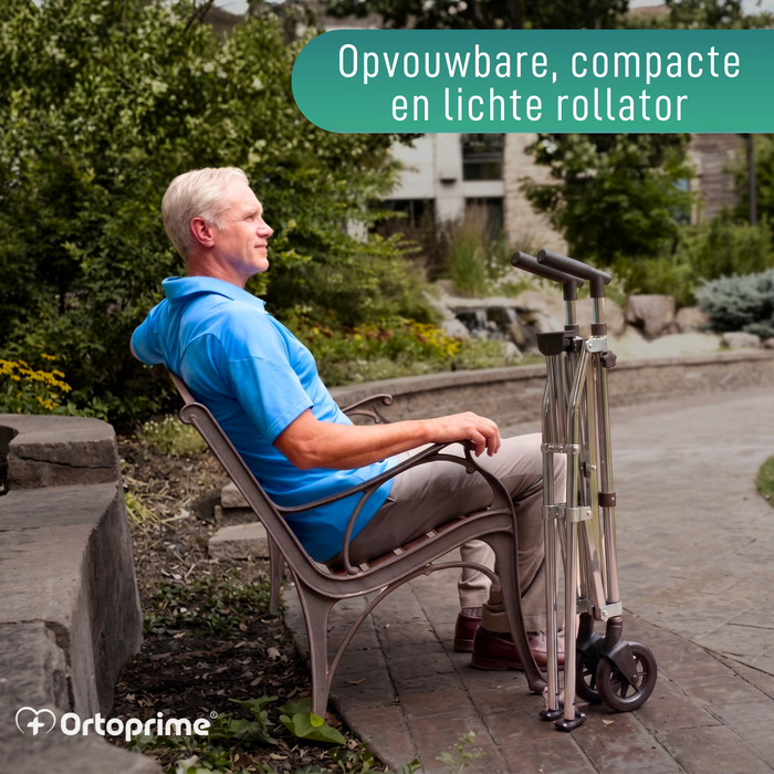 Ultralichte Opvouwbare Rollator Met 2 Wielen | In Hoogte Verstelbaar