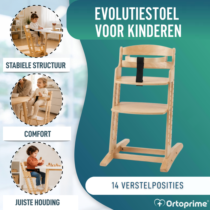 Evolutieve Kinderstoel van Hout | Verstelbare Hoogte