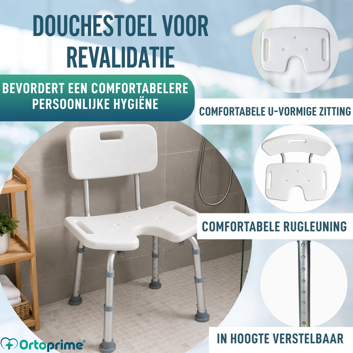 Verstelbare Douche Stoel voor Ouderen met U-vormige Zitting
