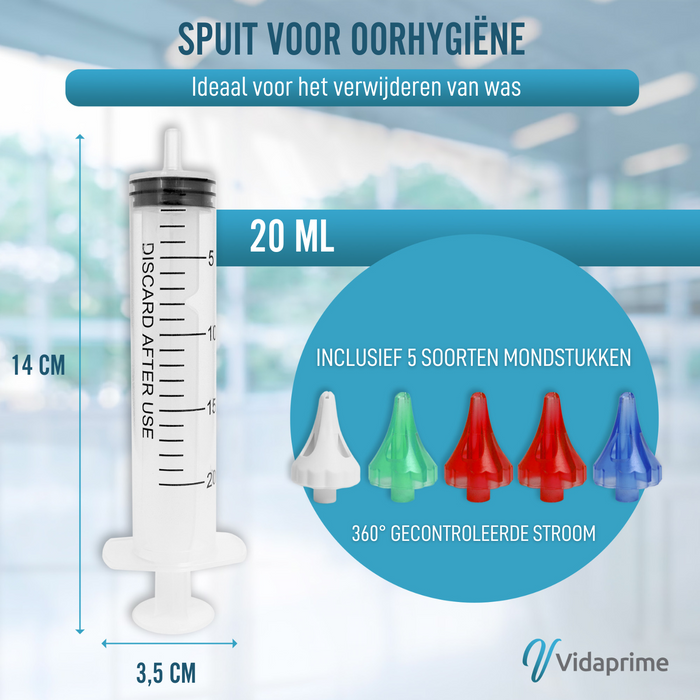 Professionele Oorspoeling Spuit x5 Zachte Mondstukken