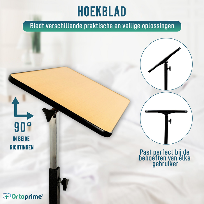 Opvouwbare Bijzettafel met Verstelbare Hoogte en Klapbaar Blad van 90°