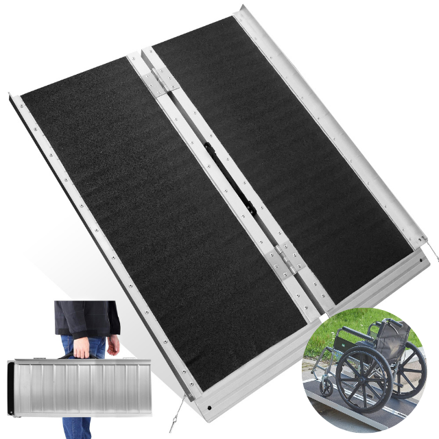 Rolstoel oprijplaat helling drempelhulp – aluminium inklapbaar 122 cm 270kg – vlakke plaat Rolstoel oprijplaat helling drempelhulp – aluminium inklapbaar 122 cm 270kg – vlakke plaat