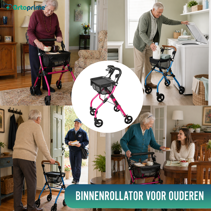 Opvouwbare Indoor Rollator met Dienblad
