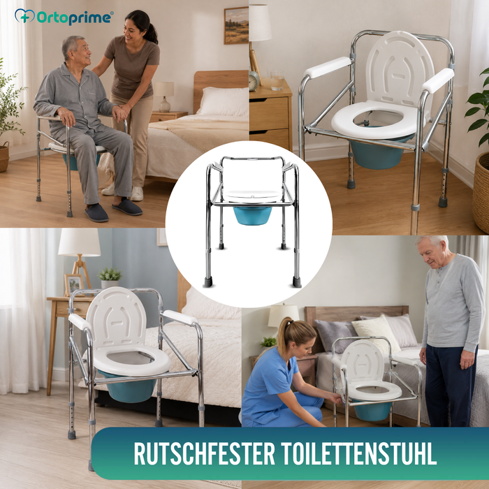 Verstelbare Draagbare WC-stoel met Ingebouwde Toilet en Hoogteverstelling