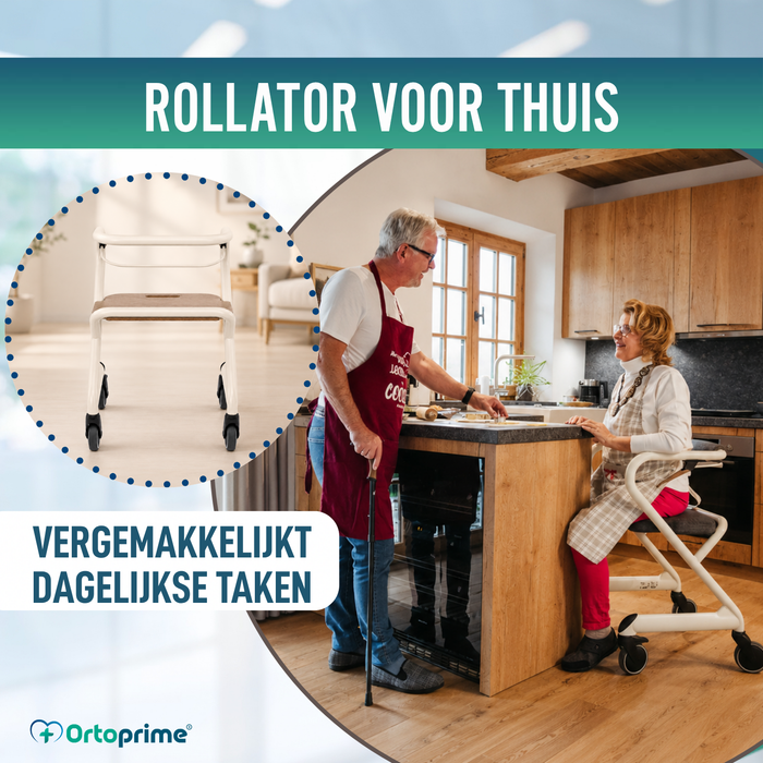 Rollator met Zitje en Centrale Rem | Binnengebruik