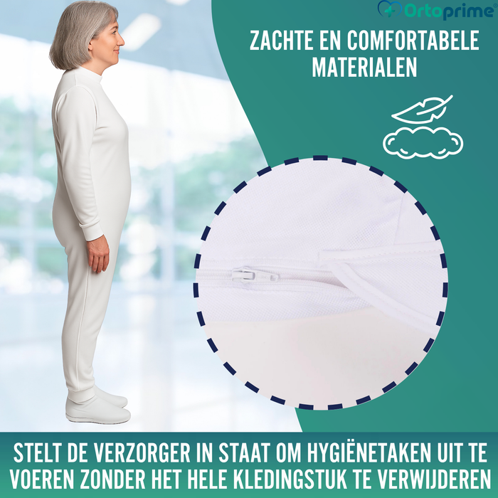 Lange Mouw Incontinentiepyjama | Unisex Dubbele Ritssluiting