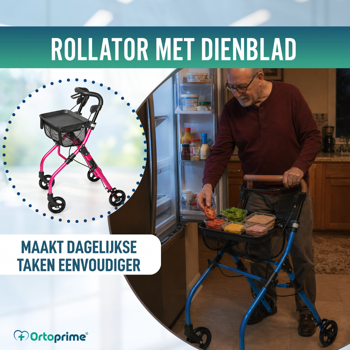 Opvouwbare Indoor Rollator met Dienblad