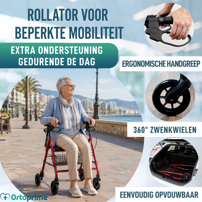 Aluminium Rollator met Remmen en Gewatteerde Zitting