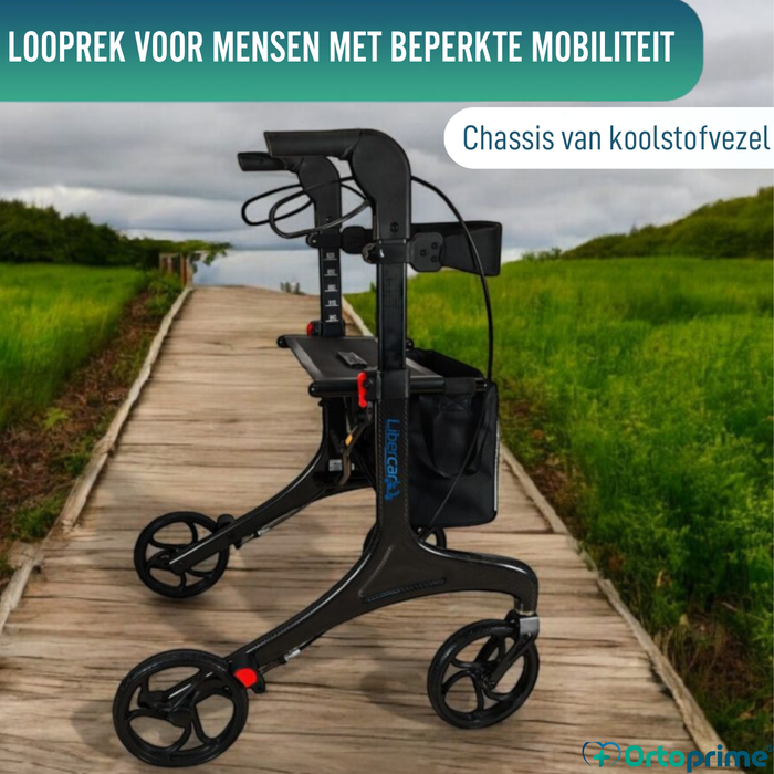 Vouwbare Rollator voor Volwassenen met Zitje | Koolstofvezel