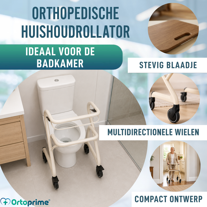 Rollator met Zitje en Centrale Rem | Binnengebruik