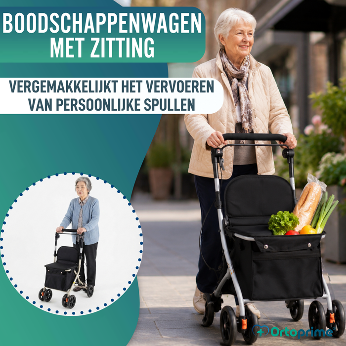 Winkelwagen met Zitplaats | Dagelijks Leven Hulpmiddel