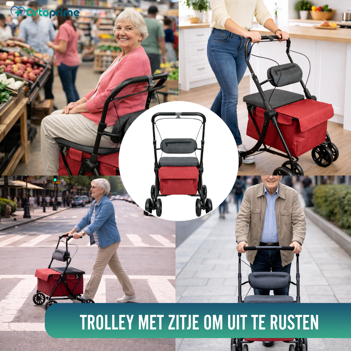 Rollator met Boodschappenwagen | Ingebouwde
