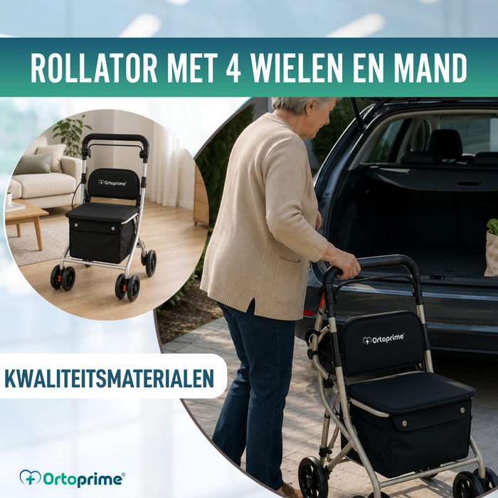 Opvouwbare Rollator voor Volwassenen met Boodschappenmand