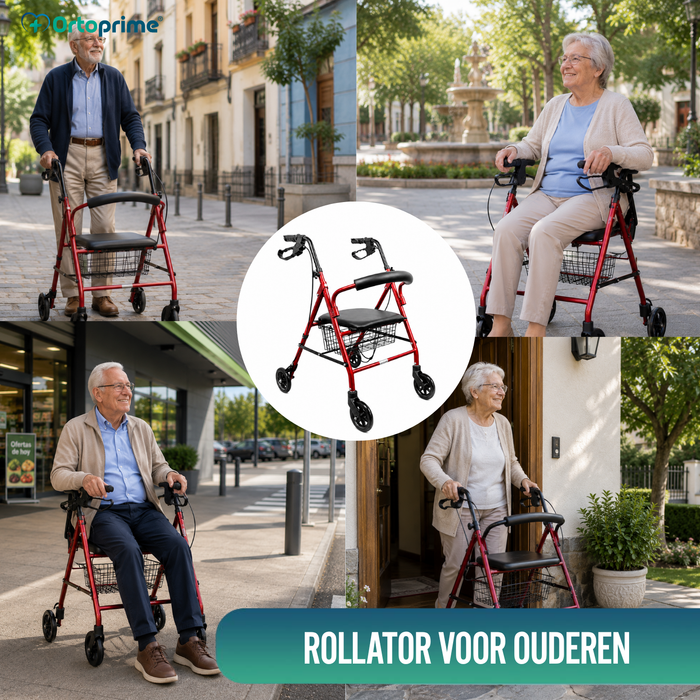 Aluminium Rollator met Remmen en Gewatteerde Zitting