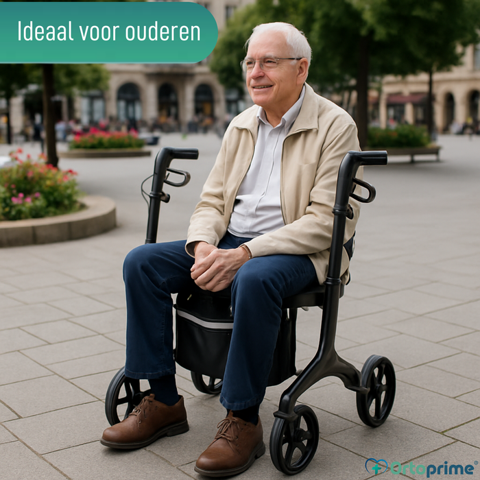 Vouwbare Rollator voor Volwassenen met Zitje | Koolstofvezel
