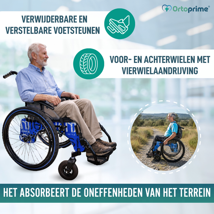 Lichte en Inklapbare 4x4 Rolstoel voor Buiten