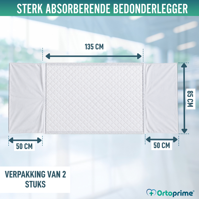 PACK 2 Absorberende Matrasbeschermers 135 cm 4,65 Liter/m2