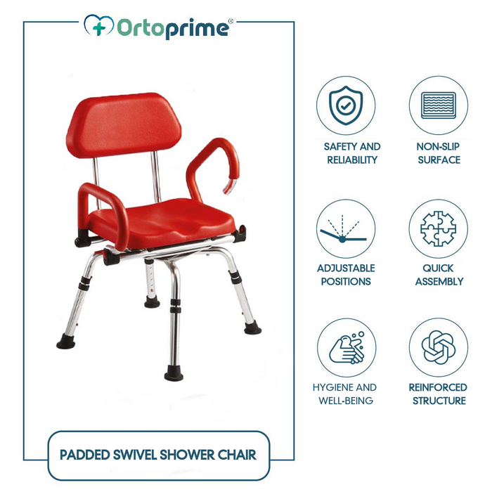 Gepolsterter und drehbarer Duschstuhl | Eingeschränkte Mobilität