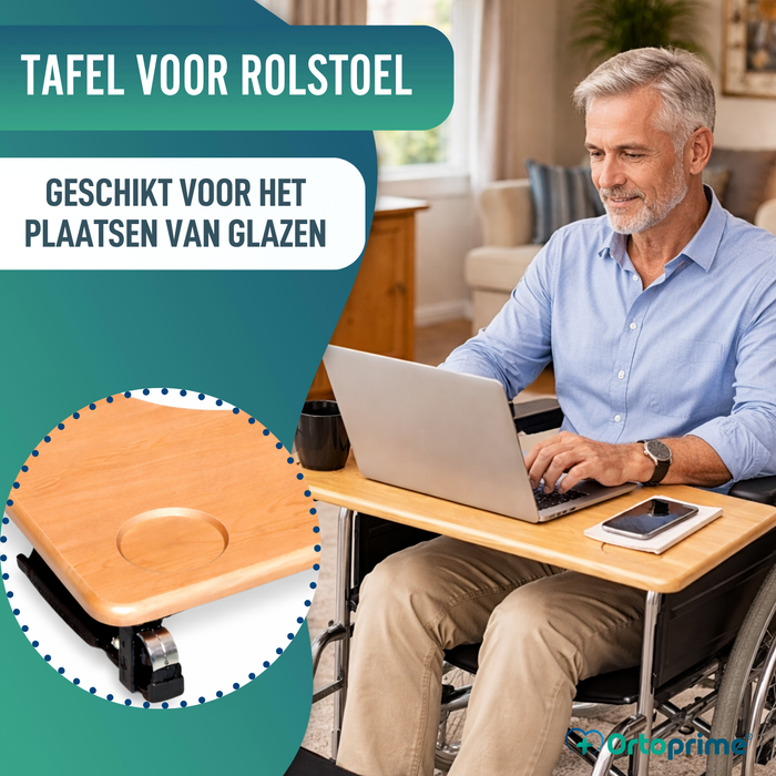 Rolstoelblad | Draagbare Tafel met Bekerhouder
