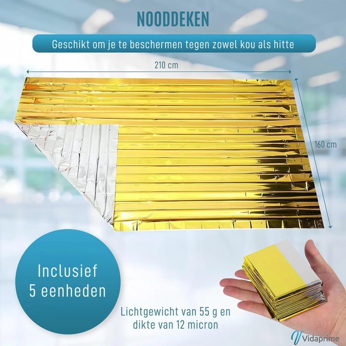 Nood Thermische Deken en Overleving | Pakket x5 Stuks