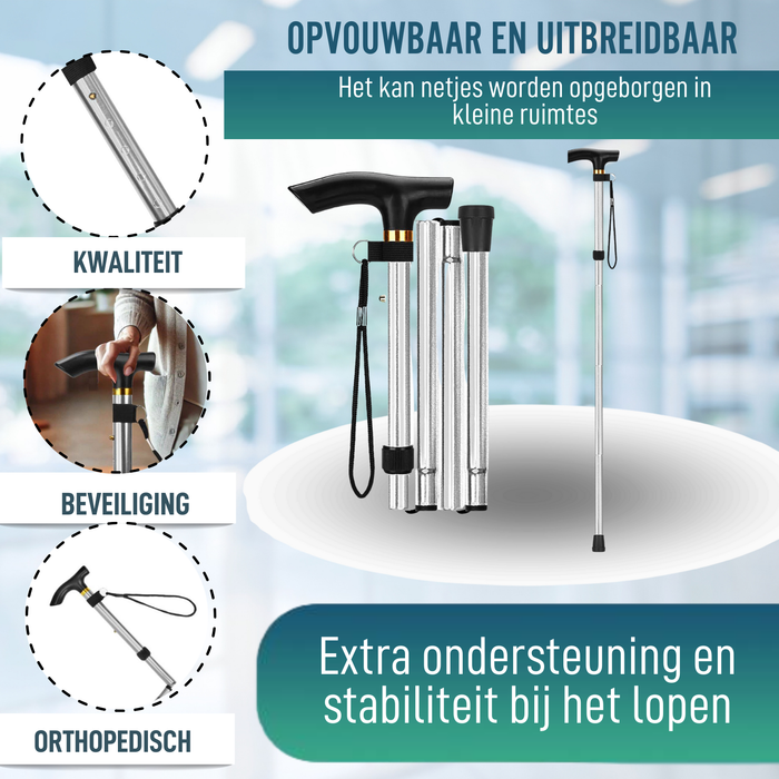 Orthopedische Wandelstok voor Lopen Verlengbaar | Zilver