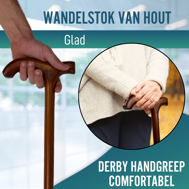 Houten Wandelstok voor Ouderen | Derby Handvat