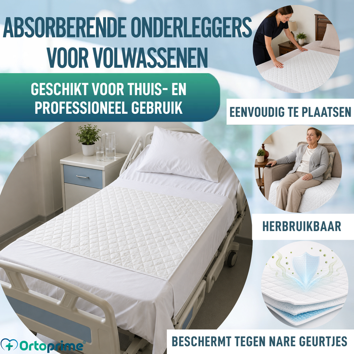 PACK 2 Wasbare Absorberende Onderleggers Bed 90cm Plus 4,65 Liter/m2