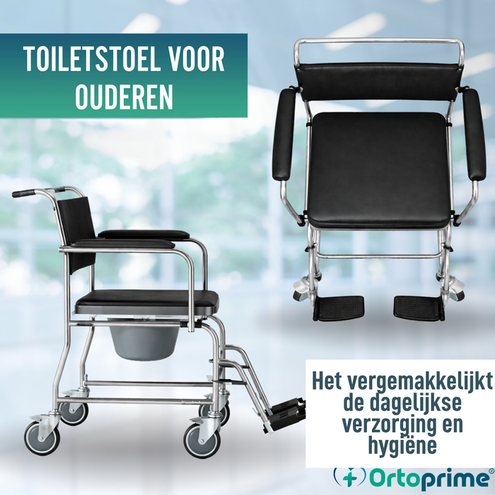 Douche-WC Stoel met Wielen en Rem | Gewatteerd