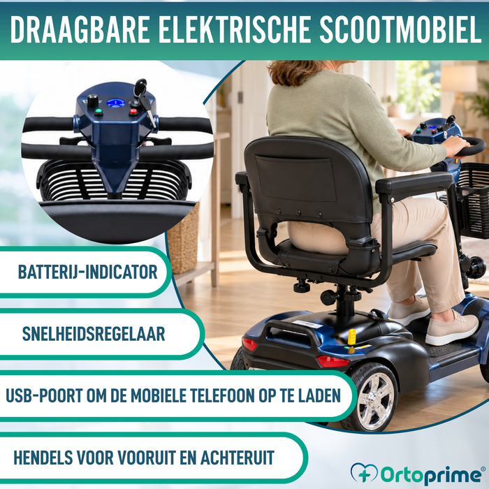 Demonteerbare Scootmobiel 4 Wielen | Uitneembare Accu