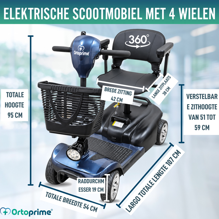 Demonteerbare Scootmobiel 4 Wielen | Uitneembare Accu