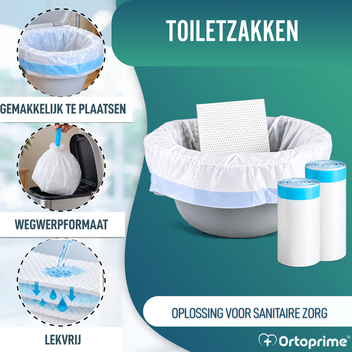 Wegwerp Toiletzakken met Kussens en Handvatten | Pack 50