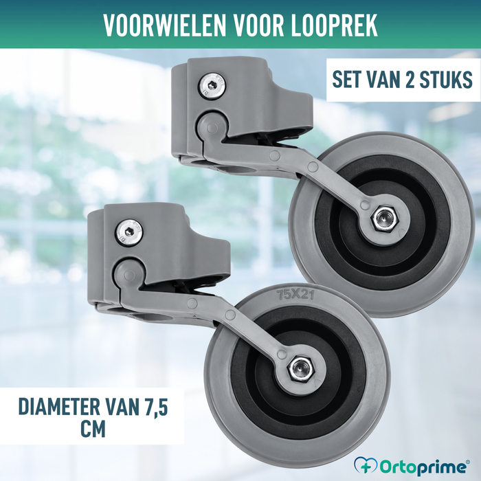 Set van 2 Wielen voor Rollators en Looprekken 22, 25 en 30 mm