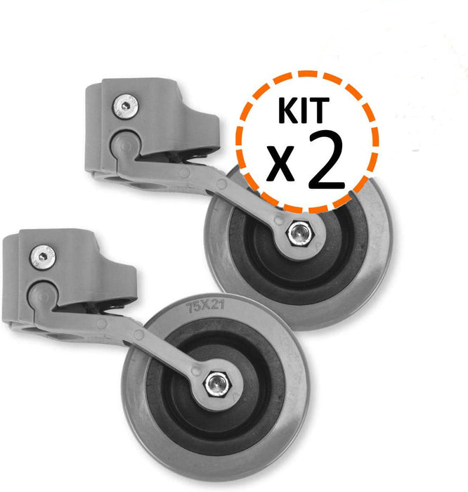 Set van 2 Wielen voor Rollators en Looprekken 22, 25 en 30 mm